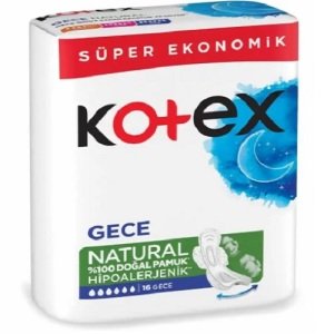 Kotex Natural Ultra Quadro Gece  16X12