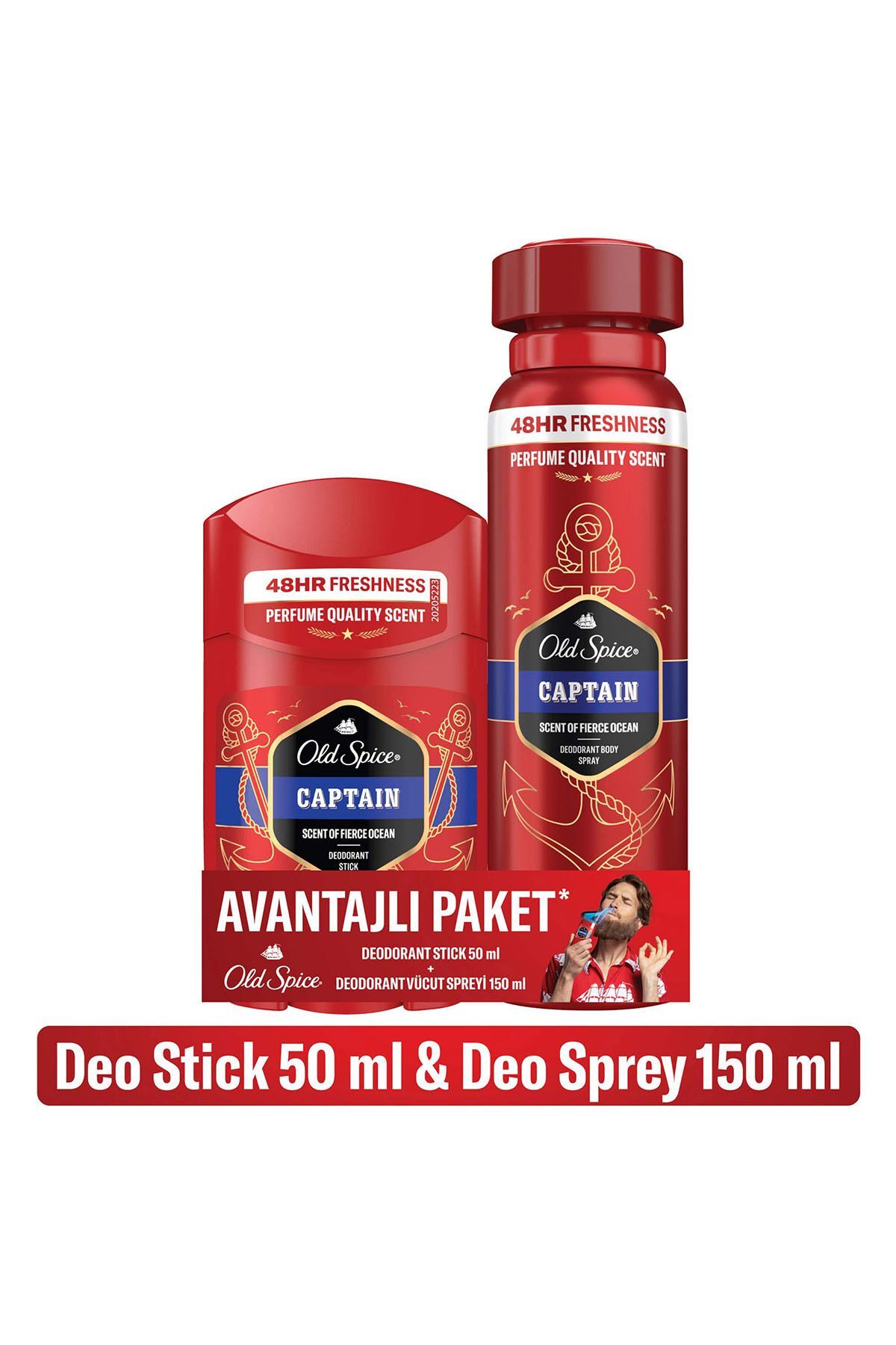 Old Spice Captain Deodorant Spray Stick 150 ml + 50 ml Avantajlı Paket