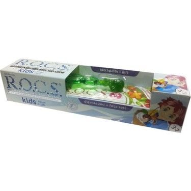 Rocs Çocuk Diş Macunu 3-7 Yaş Yeşil 35 ml + Fırça