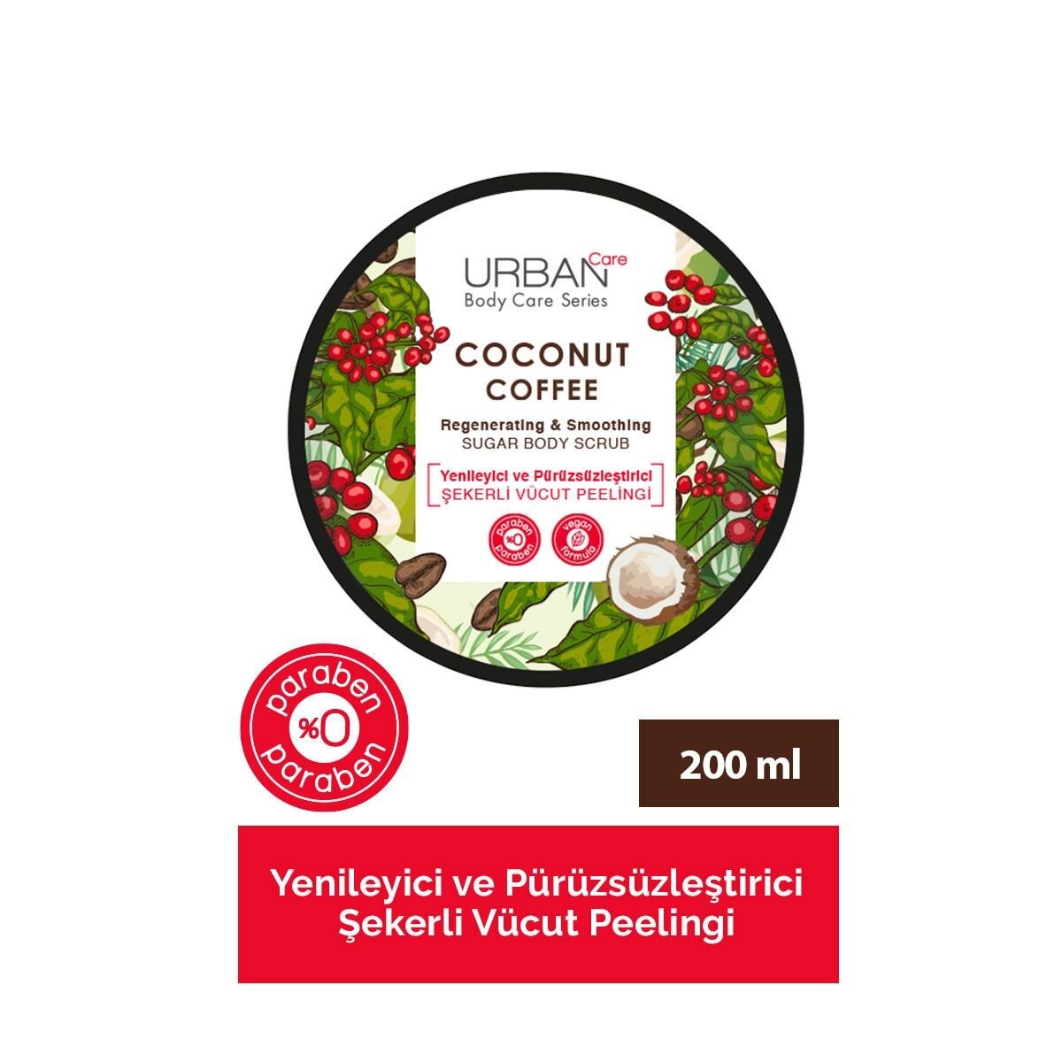 Urban Care Coconut Coffee Yenileyici ve Cilt Pürüzsüzleştirici Vücut Peeling 200 ml
