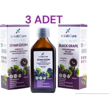 X-Labcure Siyah Üzüm Kabuğu ve Çekirdek Ekstresi Şurup 250 ml