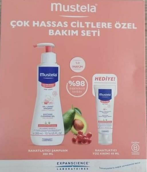 Mustela Soothing Cleansing Gel 300 ml + Soothing Moisturizing Cream 40 ml Hediye