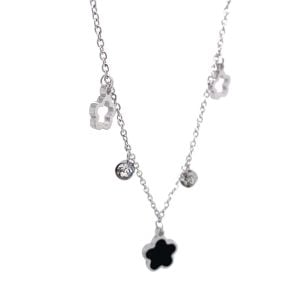 Siyah Yıldız Figürlü Çelik Kolye Gümüş