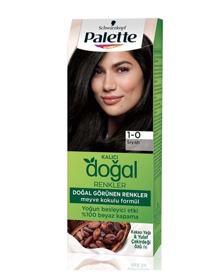 Palette Kalıcı Doğal Renkler Saç Boyası Siyah Kakao Yağı ve Yulaf Çekirdeği 1-0