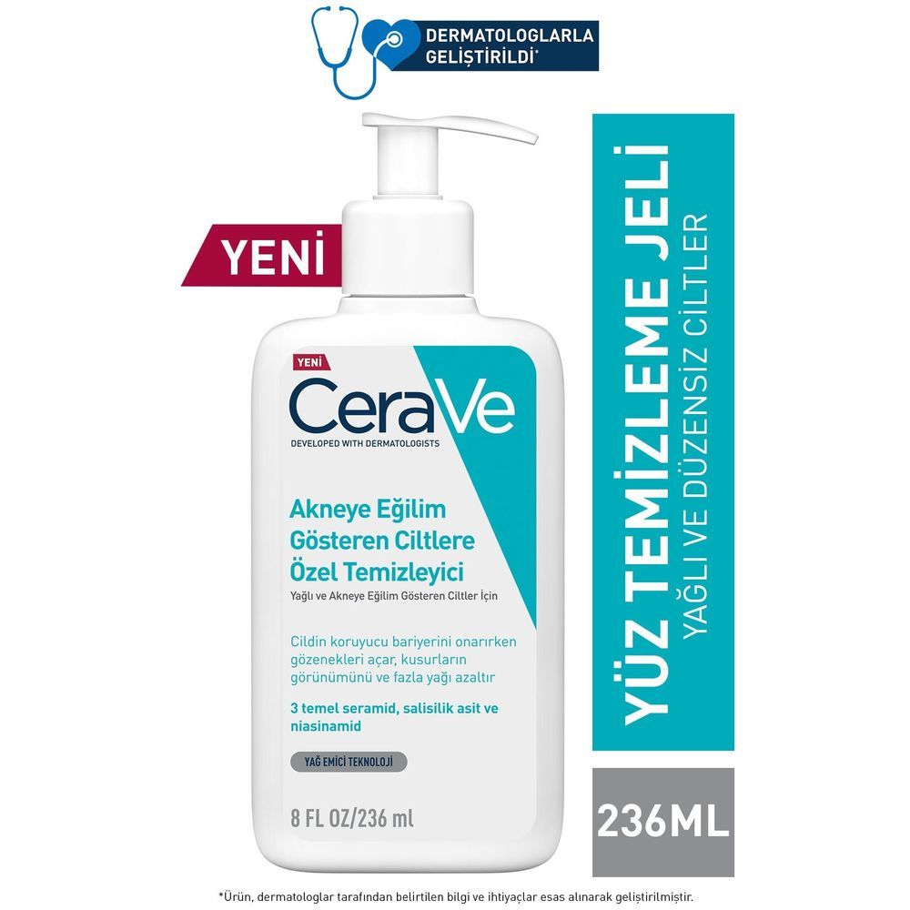 Cerave Yağlı ve Akneye Eğilim Gösteren Ciltlere Özel Temizleyici Jel 236 ml + Bakım Jeli 40 ml