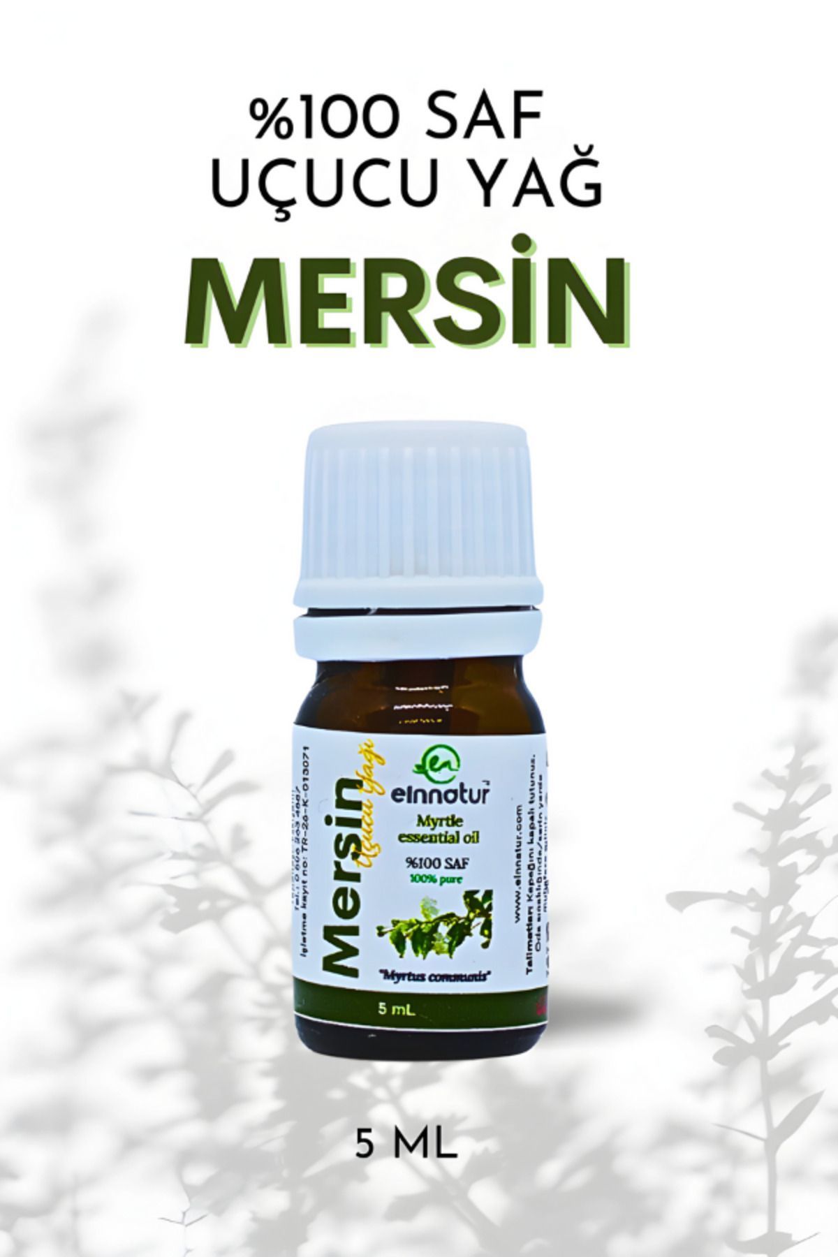 Einnatur Mersin Myrtle Uçucu Yağı %100 Saf Myrtus Communis Leaf Essential Oil 5 ml