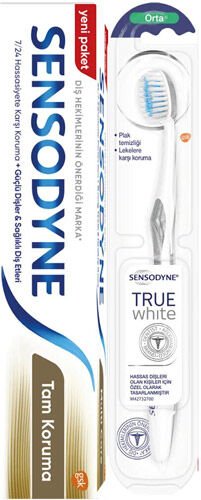 Sensodyne Diş Macunu Tam Koruma 75 ml + Çok Yönlü Koruma Orta Diş Fırçası Hediyeli