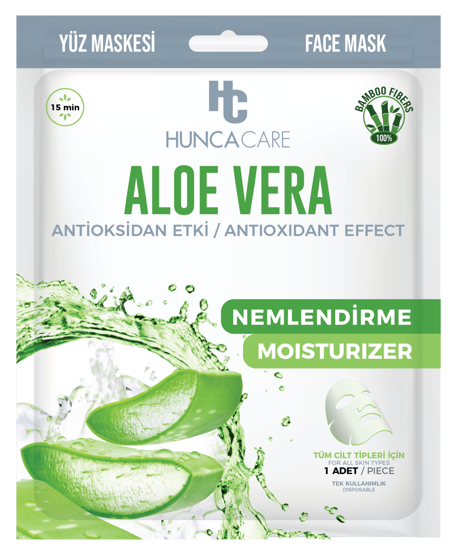 Hunca Care Maske Aloe Vera Nemlendirme Tüm Ciltler İçin 1 Adet