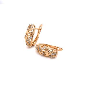 Xuping Geometrik Zirkon Taşlı Küpe Gold