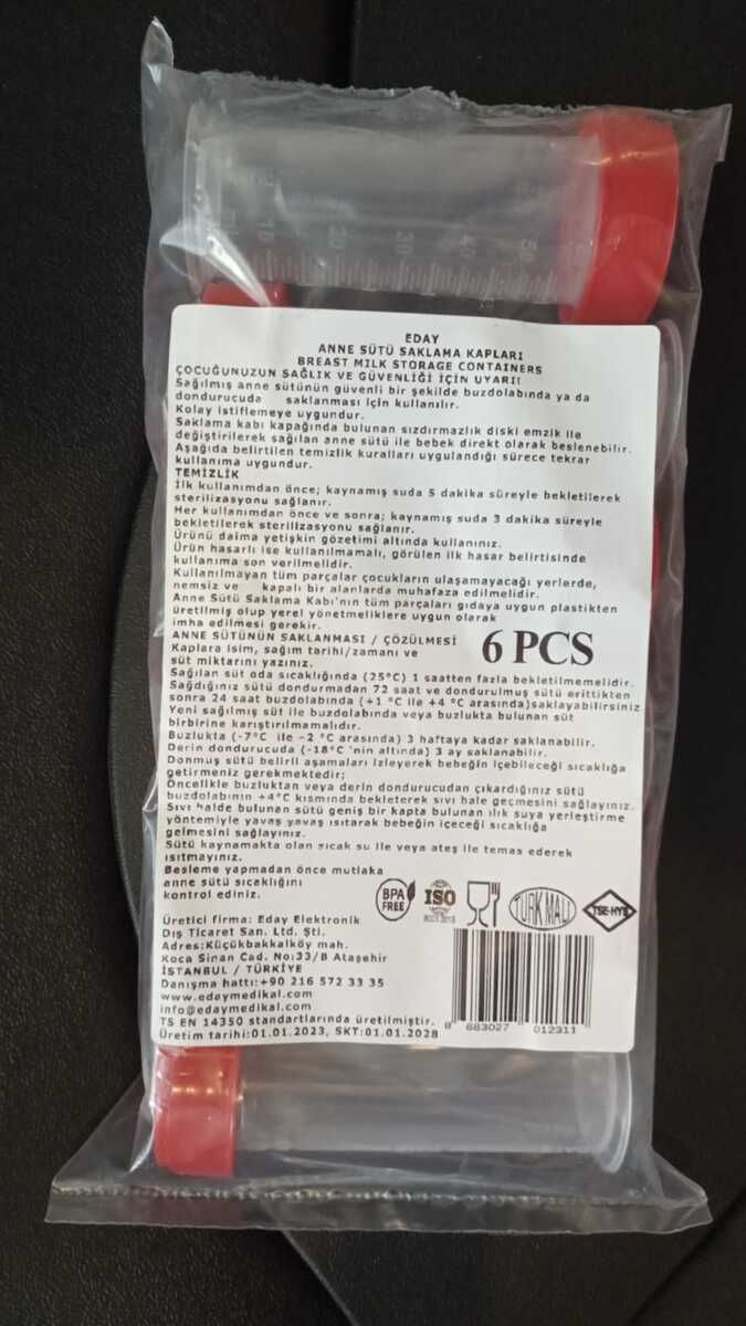 Eday Anne Sütü Saklama Kabı 60 ml 6'lı