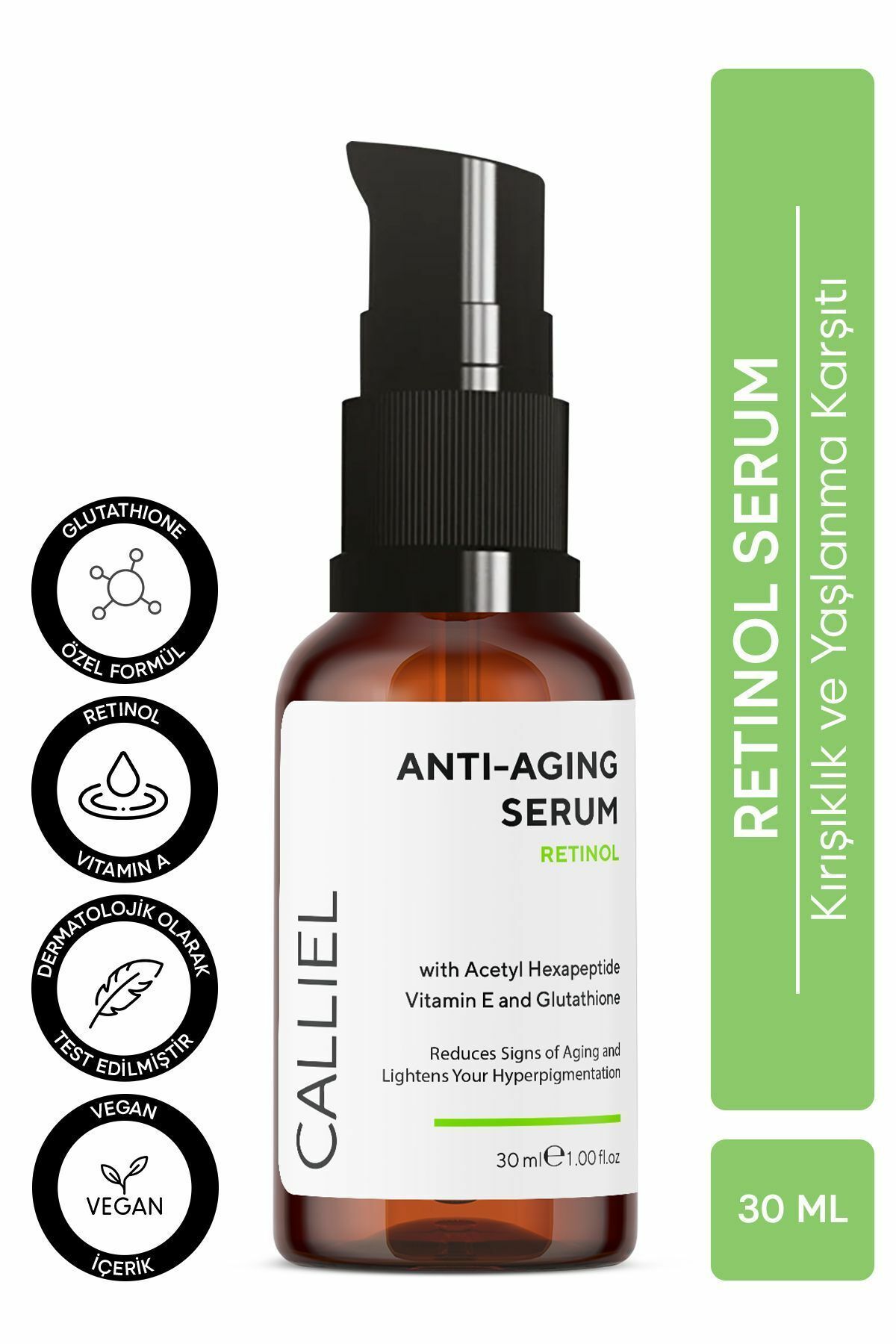 Calliel Kırışıklık ve Yaşlanma Karşıtı Onarıcı Retinol Serum Glutathione Ceramide Hyaluronic Acid 30 ml