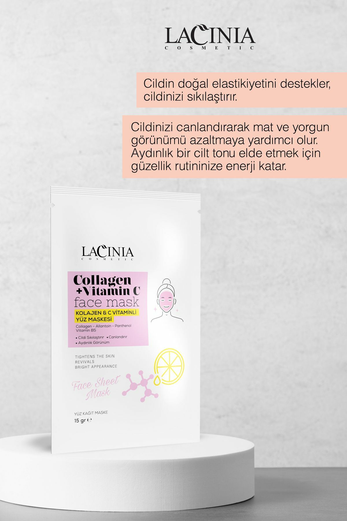 Lacinia Kağıt Yüz Maskesi Collagen + Vitamin C