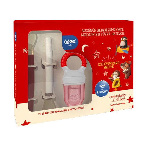 Wee 100. Yıl Set - Silikon Mama Kaşığı 2'li + Meyve Süzgeci 611