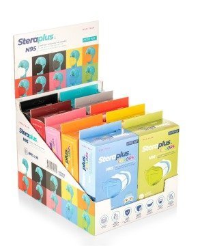 Steraplus -RENKLİ- FFP2 5 Katmanlı Telli N95 Maske 100 Adet Stand