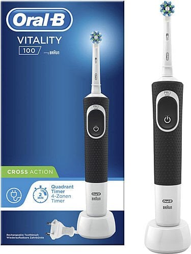 Oral-B Vitality 100 Quadrant Timer Cross Action Şarjlı Diş Fırçası Siyah - Kutulu