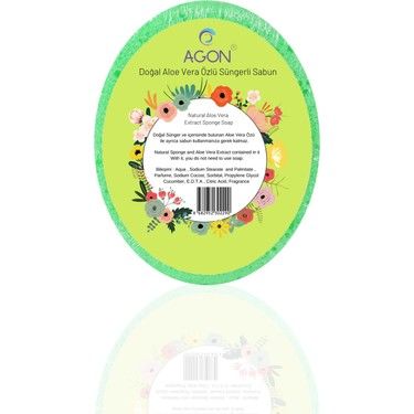 Agon El Yapımı Aloe Vera Özlü Sabunlu Vücut Duş Süngeri