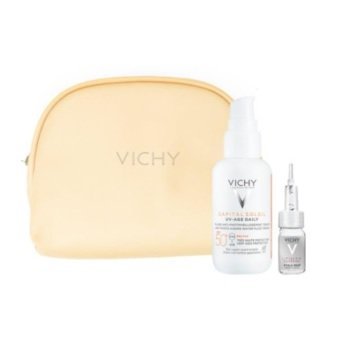 Vichy Capital Soleil UV Age Daily Spf50+ 40ml + Liftactic H.A Kırışılık KArşıtı Serum 10ml Çanta Set