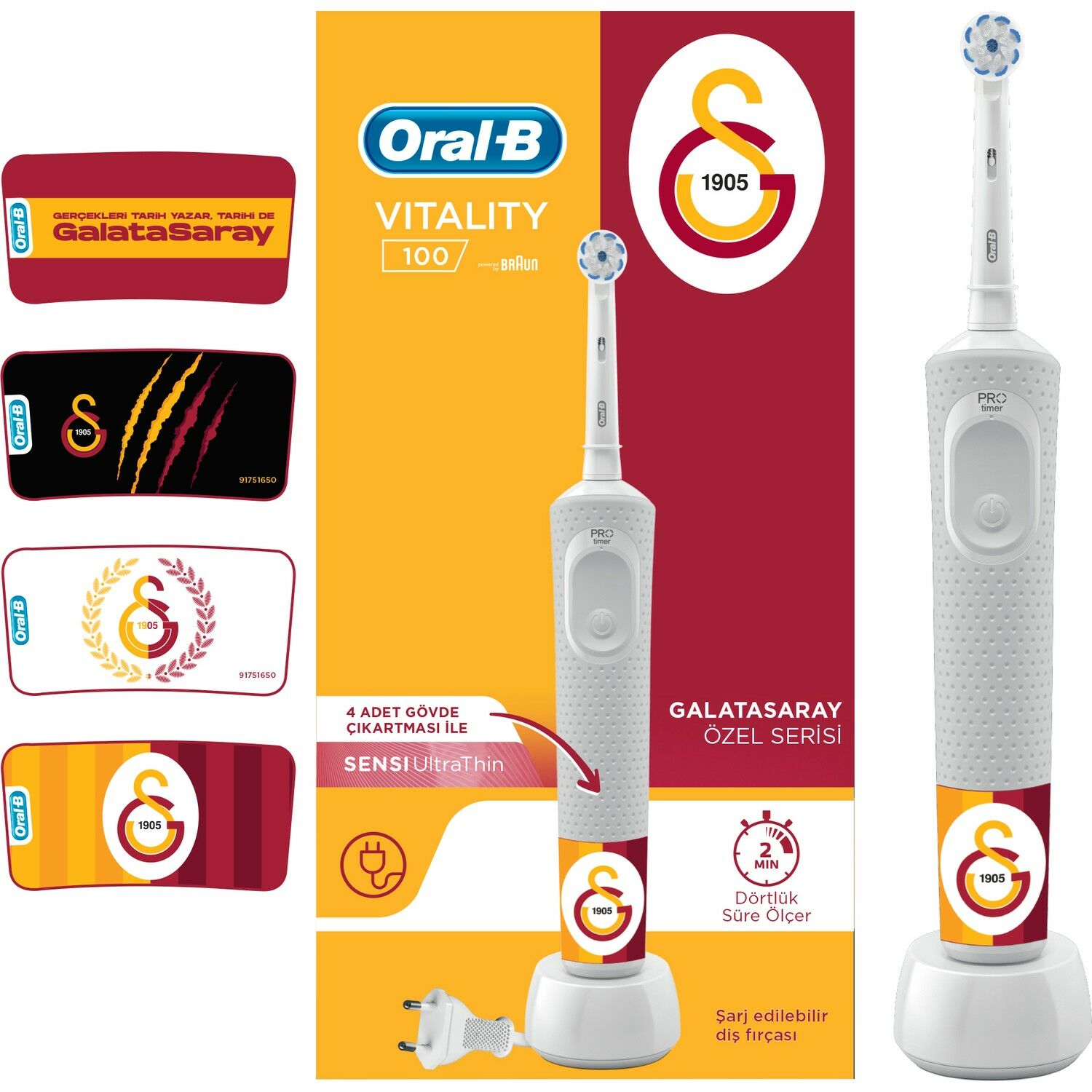 Oral-B Vitality D100 Sensi UltraThin Şarjlı Diş Fırçası - Galatasaray Özel Seri