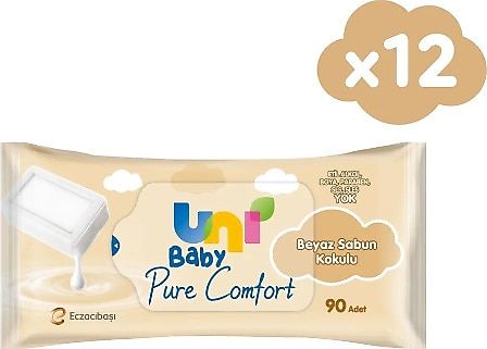Uni Baby Pure Comfort Beyaz Sabun Kokulu Islak Mendil 90 Yaprak