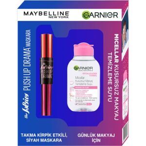 Maybelline Falsies Push Up Drama Yoğun Siyah Maskara + Garnier Micellar Water 100 ml