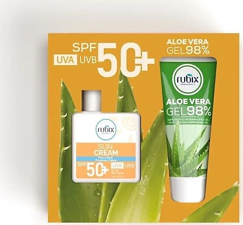 Rubix Güneş Kremi SPF50+ 100 ml + Aloe Vera Jel 100 ml Hediyeli