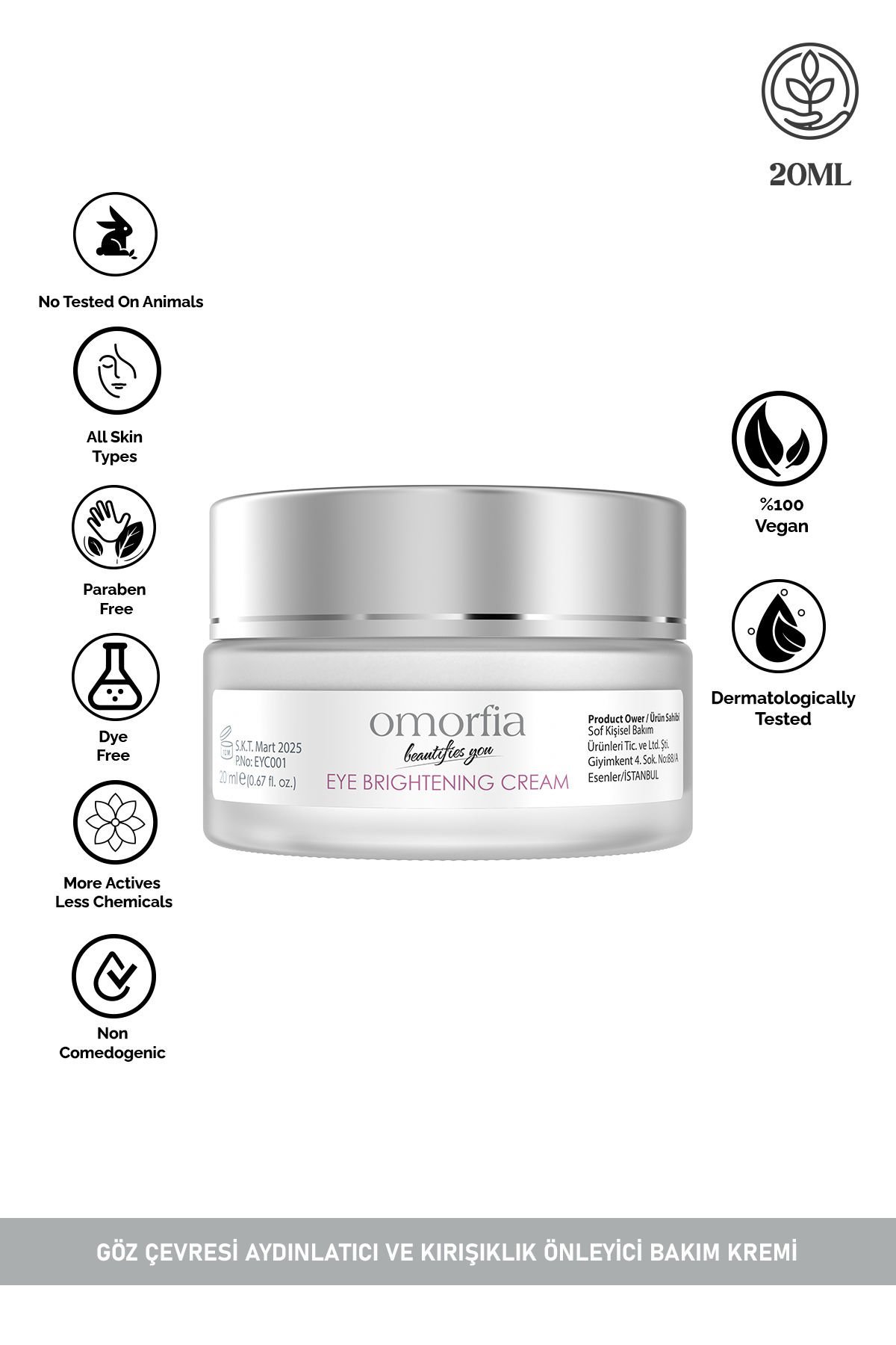 Omorfia Göz Çevresi Aydınlatıcı Bakım Kremi 20 ml