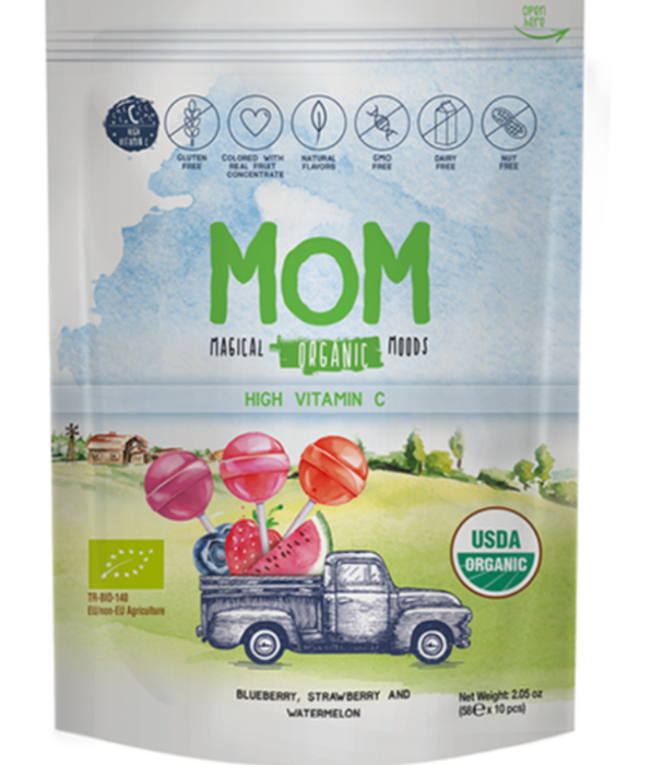 Mom Magical Organic Moods Glutensiz Doğal Lolipop Silindir Kutu 200'lü