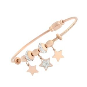 Yıldız Figürlü Zirkon Taşlı Çelik Bileklik Rose