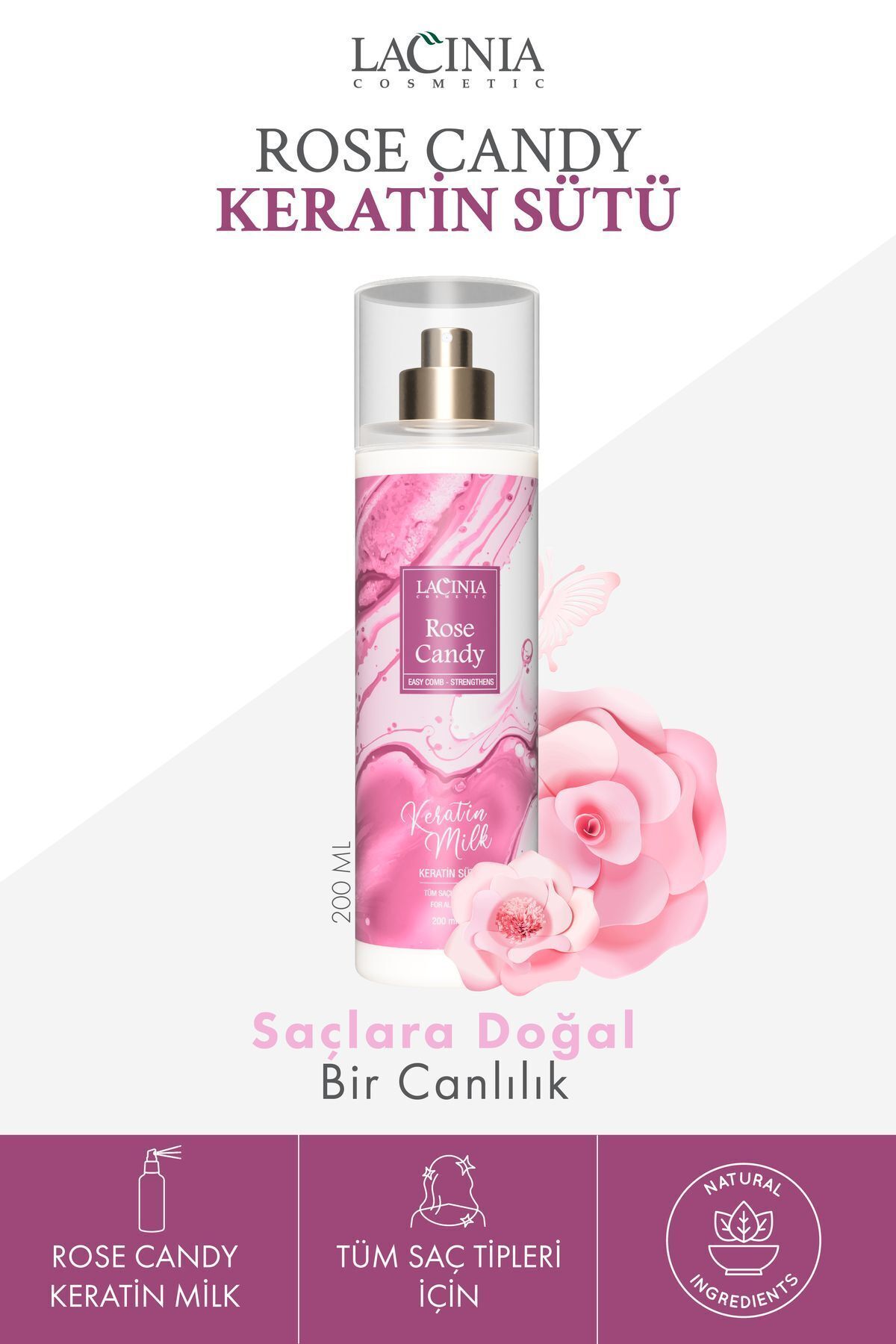 Lacinia Keratin Sütü Rose Candy 200 ml