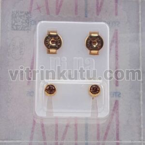 Nina 072 Gold Bluezircon Birthstone Küpe 12'li