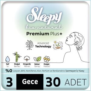 Sleepy Bio Natural Premium Plusijyenik Ped Gece 30 Adet