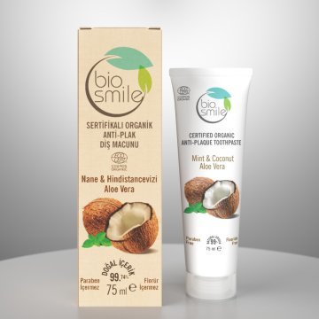 Bio Smile Organik Anti Plak Diş Macunu Nane & Hindistancevizi & Aloe Vera 75ml
