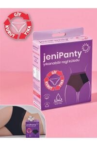Jenipanty Yıkanabilir Ultra Emici Regl Pamuklu Siyah Kadın Külot