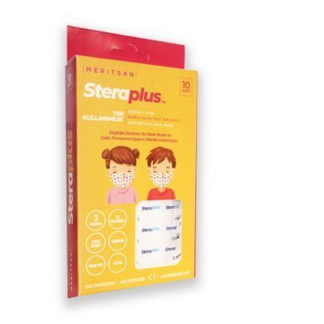 Beyaz ((ÜTSli) Steraplus 10'Lu Meltblown Çocuk Ultrasonik 3 Katlı Telli Maske