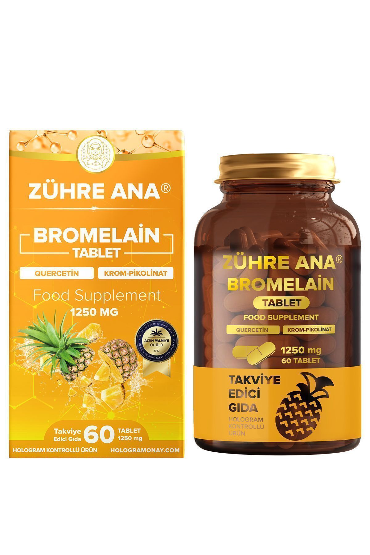 Zühre Ana Bromelain Quercetin Krom Pikolinat ve C Vitamini 1250 mg 60 Tablet