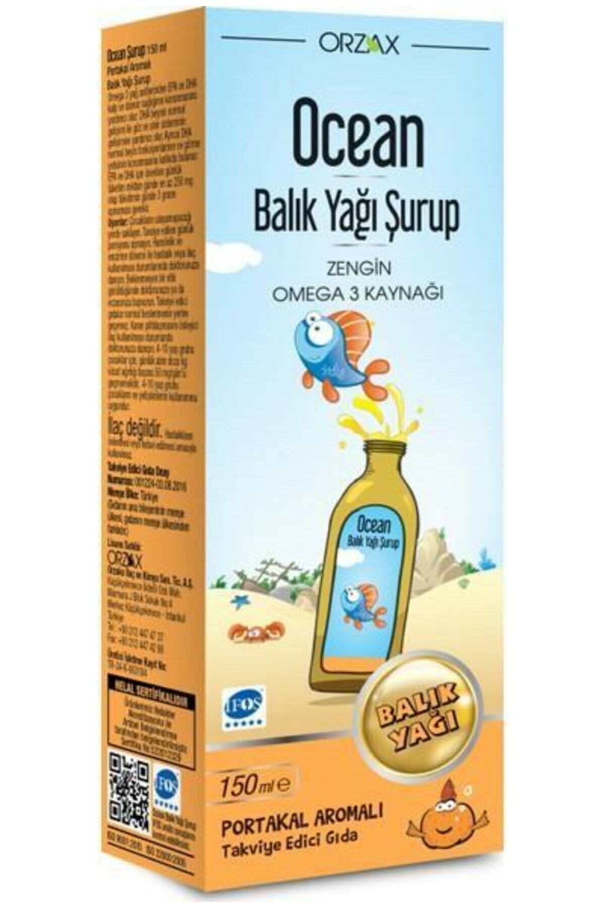 Ocean Omega 3 Portakal Aromalı Balık Yağı 150 ml 2 Adet