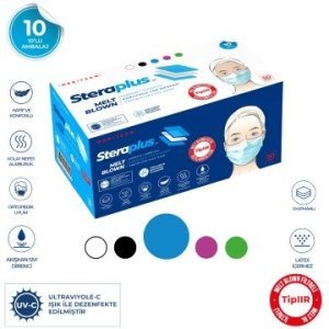 (ÜTSli) Steraplus Mettblown MAVİ Ultrasonik 3 Katlı (5 Adet 10 lu poşette) Telli Maske 50 Adet