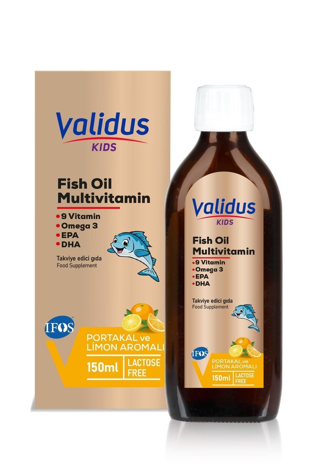 Validus Kids Fish Oil Multivitamin Portakal ve Limon Aromalı Şurup 150 ml
