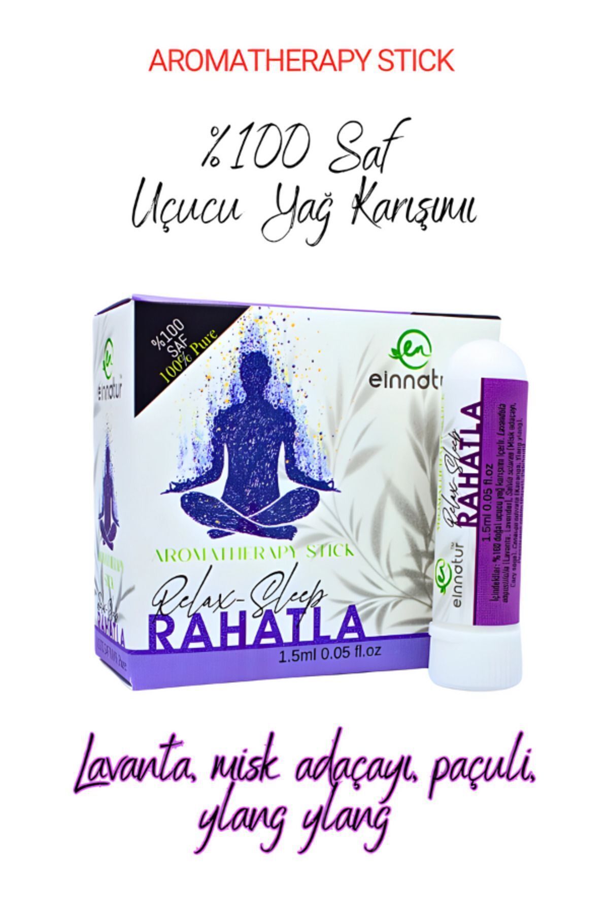 Einnatur Rahatla Uçucu Yağ Karışımı Aromatherapy Stick Stres Uykusuzluk Aromaterapi Koku Tüpü 1.5 ml