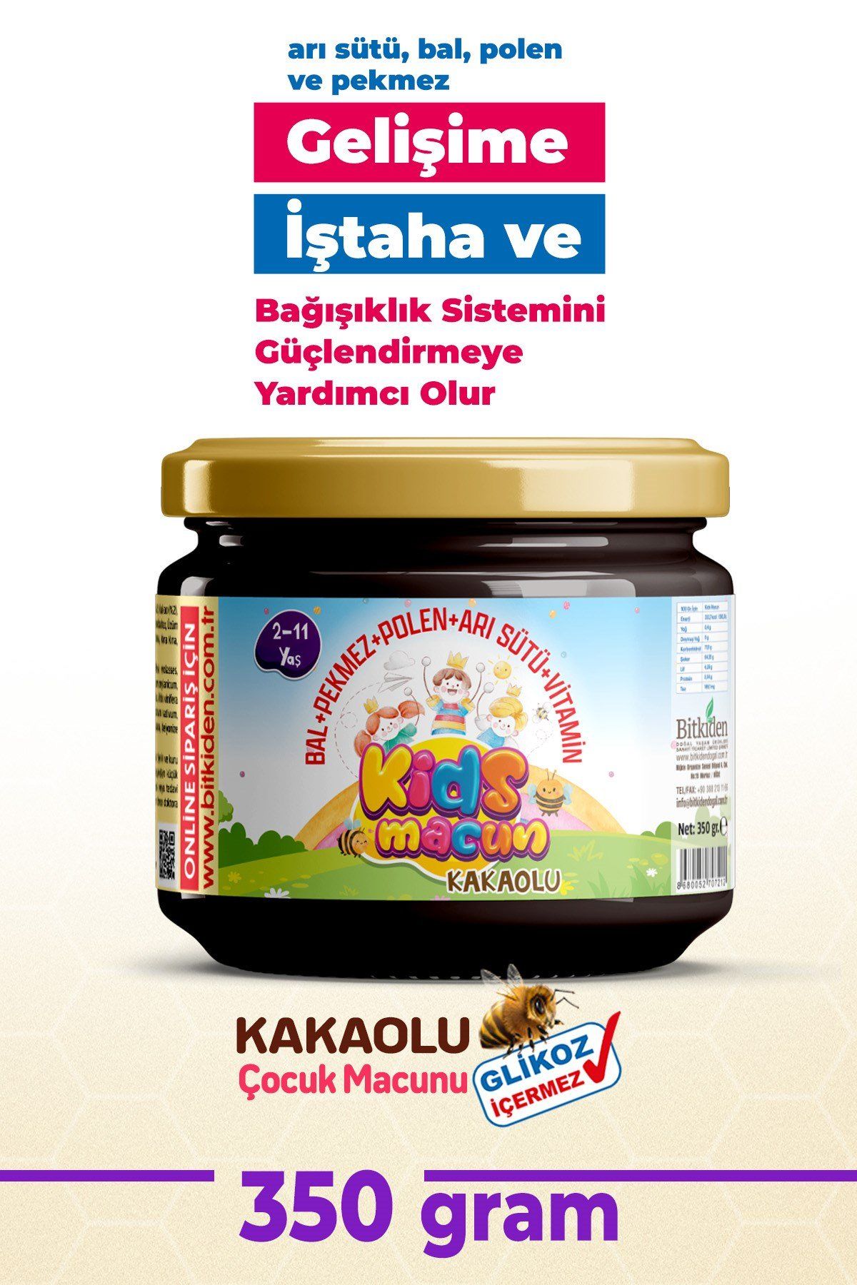 Farmanow Kids Macun Keçiboynuzu Mahlep Kakao Arı Sütü İçeren Bitkisel Macun 250 gr