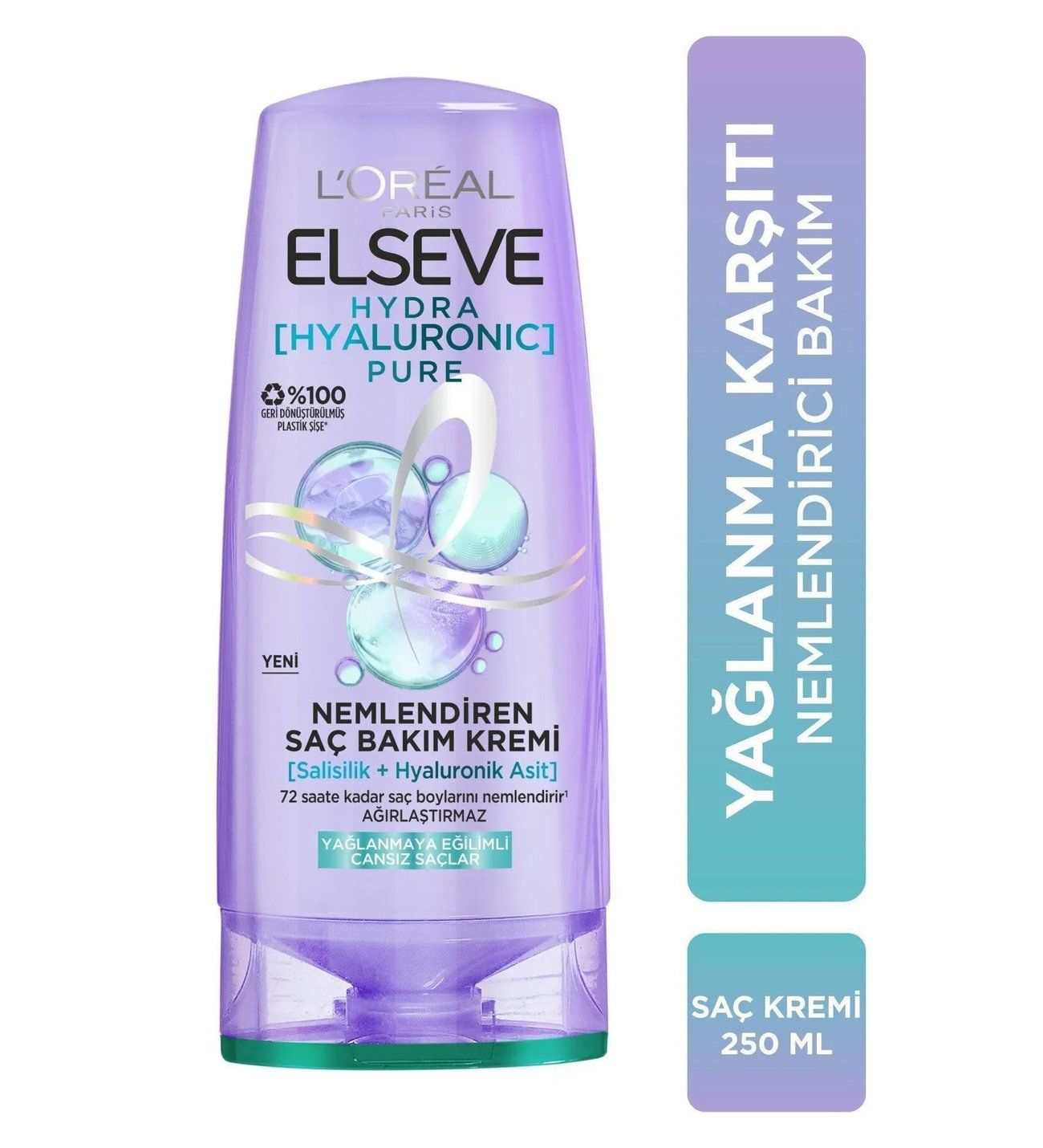Elseve Hydra Hyaluronic Pure Salisilik Asit İçeren Yağlanma Karşıtı Nemlendirici Saç Kremi 250 ml