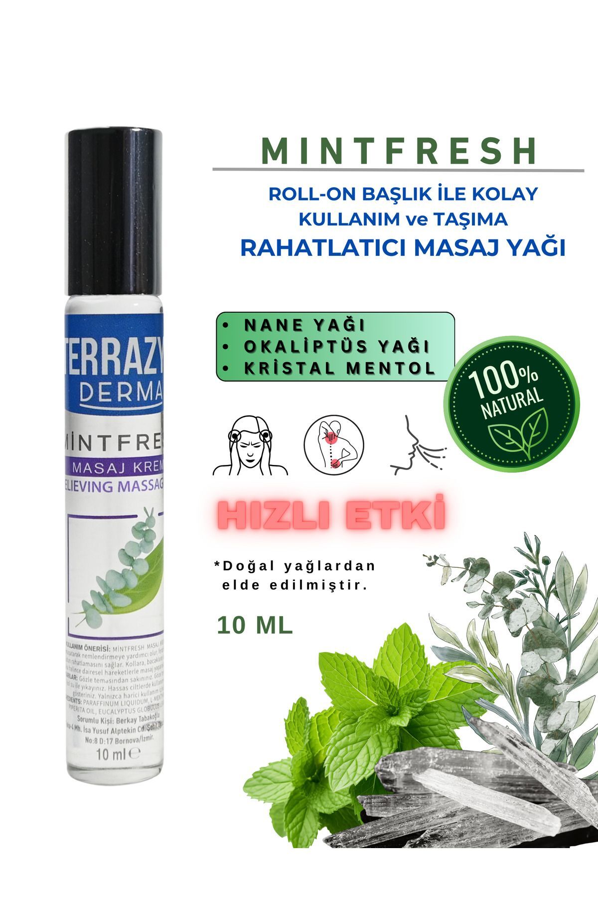 Terrazym Derma Mintfresh Ağrı Giderici Masaj Yağı 10 ml