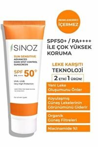 Sinoz Lekeli Ciltlere Özel Aydınlatıcı Yüksek Korumalı Yüz Güneş Kremi SPF50+ 50 ml