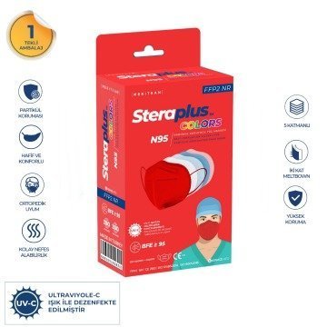 Steraplus Kırmızı FFP2 5 Katmanlı Telli N95 Maske 10'lu