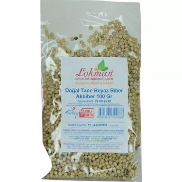 Lokmanavm Doğal Tane Akbiber Beyaz Biber Beyaz Karabiber 100 gr