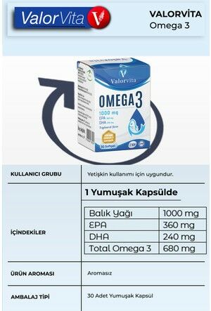 Valorvita Omega Balık Yağı 1000 mg 30 Kapsül