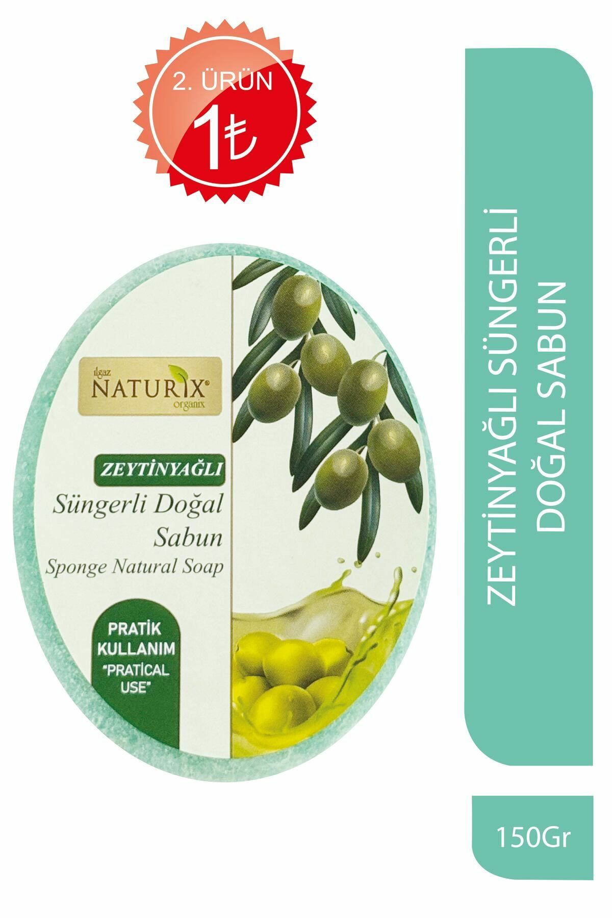 Naturix Doğal Süngerli Zeytinyağlı Sabun 150 gr
