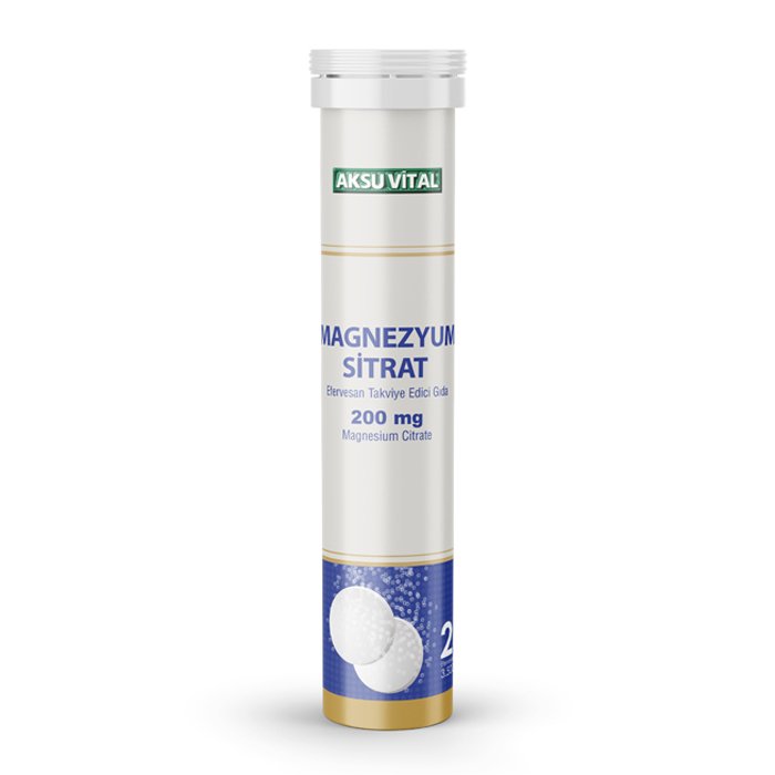Aksu Vital Magnezyum Sitrat Efervesan 20 Tablet M03045