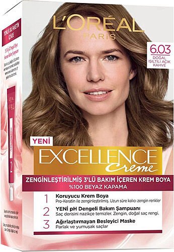 L'Oreal Paris Excellence Creme Saç Boyası - 6.03 Doğal Işıltılı Açık Kahve