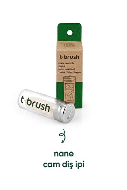 T-brush Naneli Cam Şişe Doğal Diş İpi 30 m
